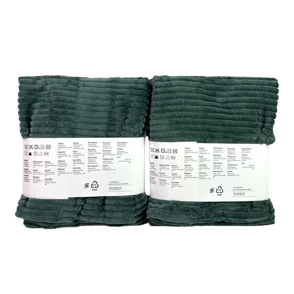 IKEA ASVEIG Cushion Covers Set of 2 Dark Gray Turquoise Corduroy Cotton 16x23